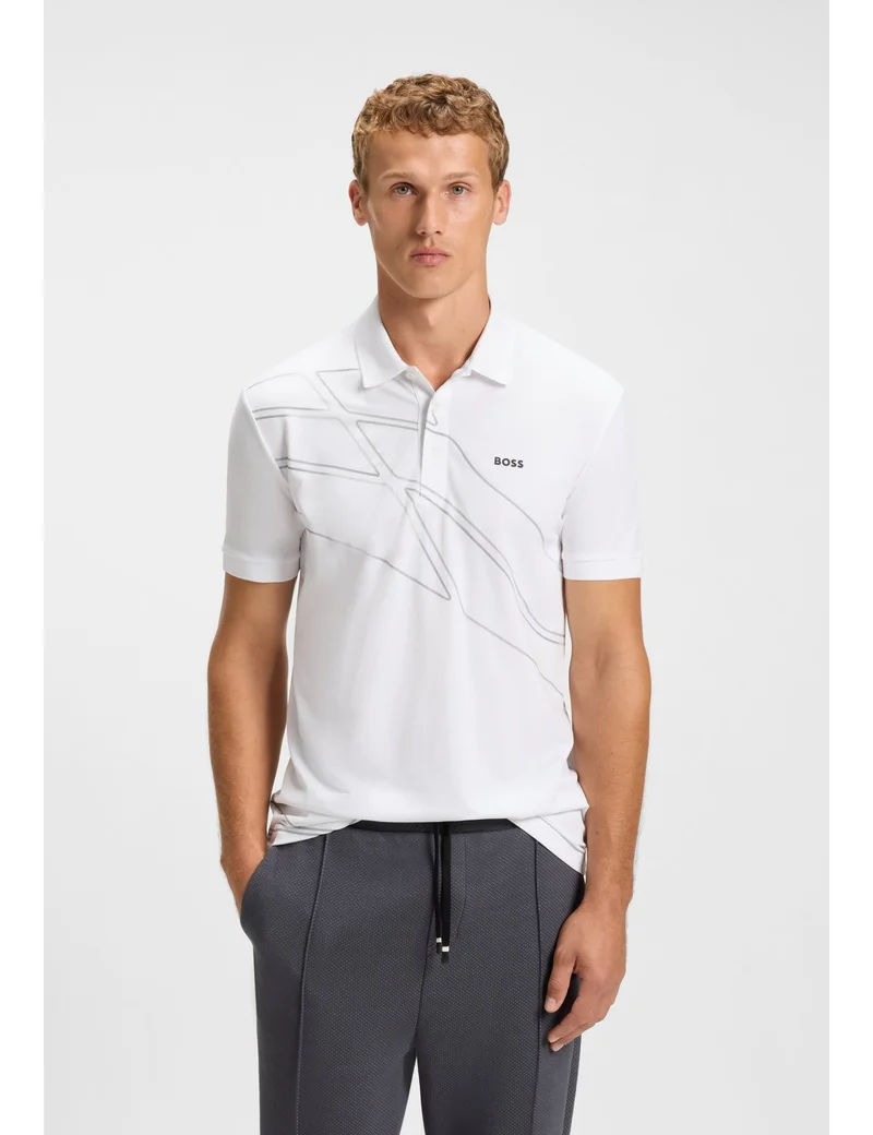 BOSS Paddy cotton-blend polo shirt with artwork